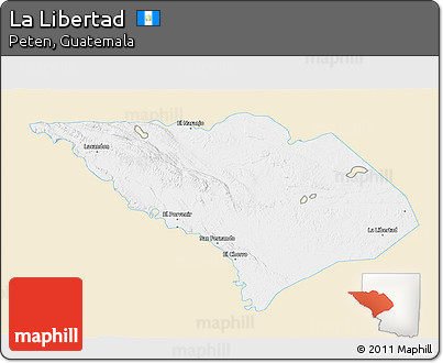 Classic Style 3D Map of La Libertad, single color outside