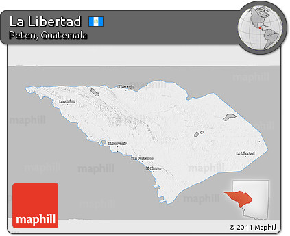 Gray 3D Map of La Libertad, single color outside