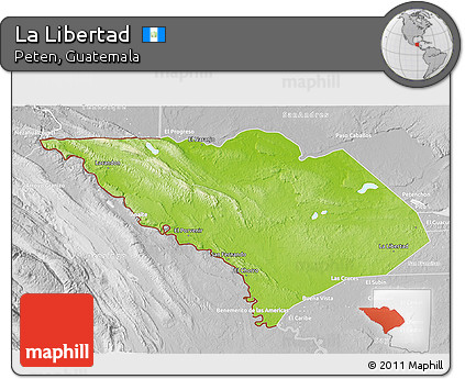Physical 3D Map of La Libertad, lighten, desaturated