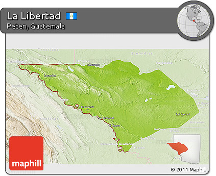 Physical 3D Map of La Libertad, lighten