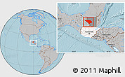 Gray Location Map of La Libertad, highlighted country, highlighted parent region, within the entire country, hill shading