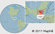 Savanna Style Location Map of La Libertad, highlighted country, highlighted parent region, hill shading