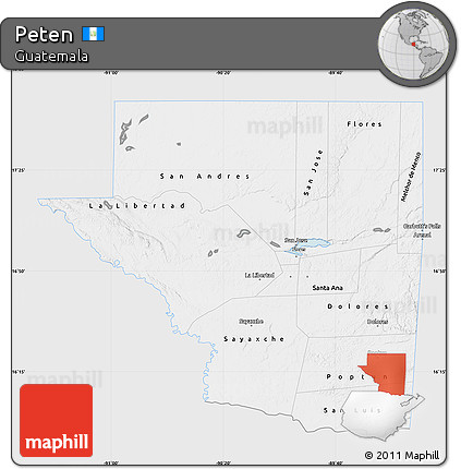 Silver Style Map of Peten, single color outside