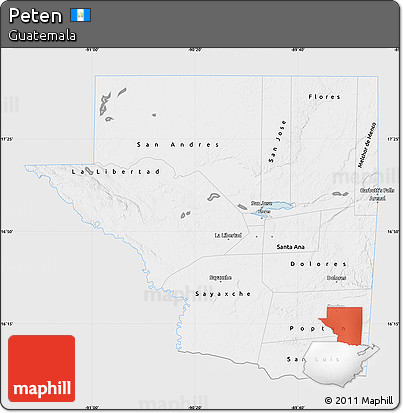 Silver Style Map of Peten, single color outside