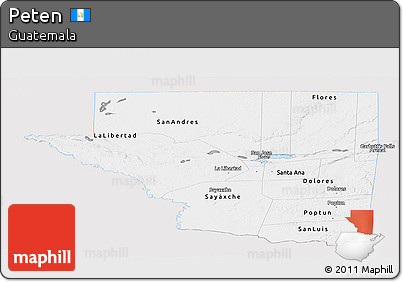 Silver Style Panoramic Map of Peten, single color outside
