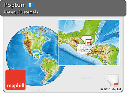 Physical Location Map of Poptun, highlighted country