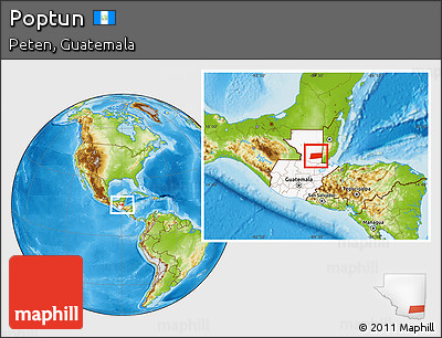 Physical Location Map of Poptun, highlighted country