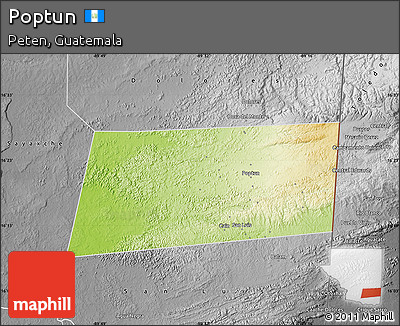 Physical Map of Poptun, desaturated