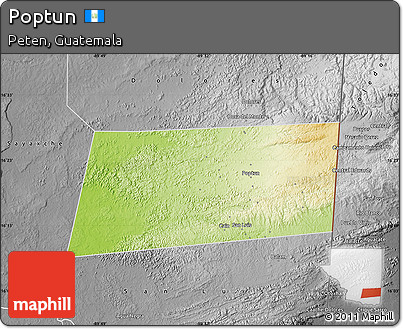 Physical Map of Poptun, desaturated
