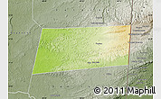Physical Map of Poptun, semi-desaturated