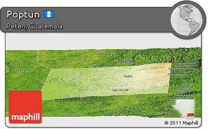 Physical Panoramic Map of Poptun, satellite outside