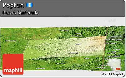 Physical Panoramic Map of Poptun, satellite outside
