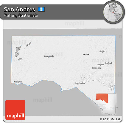 Gray 3D Map of San Andres, single color outside