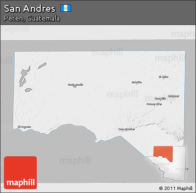 Gray 3D Map of San Andres, single color outside