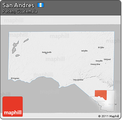 Gray 3D Map of San Andres, single color outside