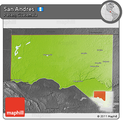 Physical 3D Map of San Andres, darken, desaturated