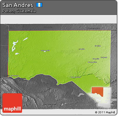 Physical 3D Map of San Andres, darken, desaturated