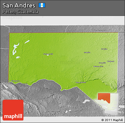 Physical 3D Map of San Andres, desaturated