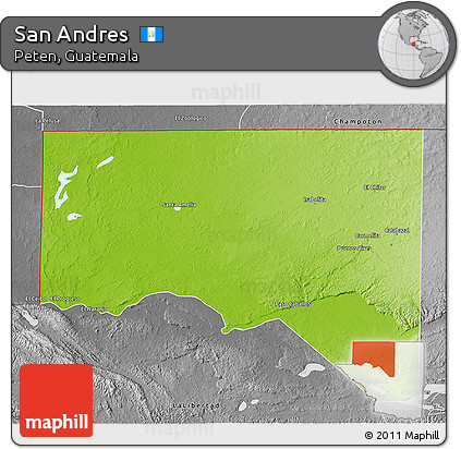 Physical 3D Map of San Andres, desaturated