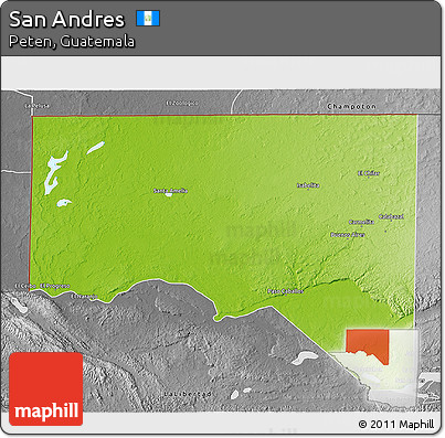 Physical 3D Map of San Andres, desaturated
