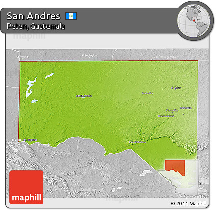 Physical 3D Map of San Andres, lighten, desaturated