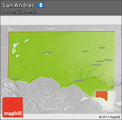 Physical 3D Map of San Andres, lighten, desaturated