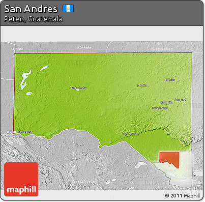 Physical 3D Map of San Andres, lighten, desaturated