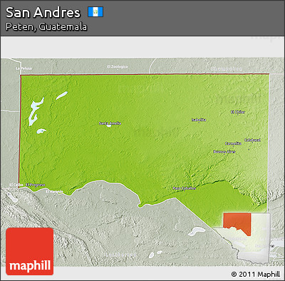 Physical 3D Map of San Andres, lighten, semi-desaturated