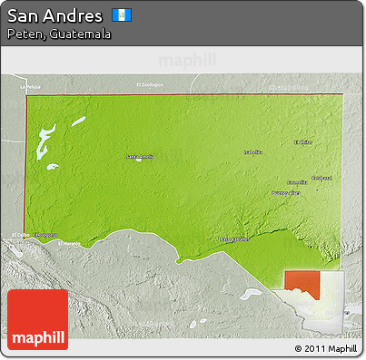 Physical 3D Map of San Andres, lighten, semi-desaturated