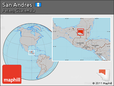 Gray Location Map of San Andres, within the entire country