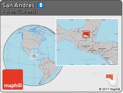 Gray Location Map of San Andres, within the entire country