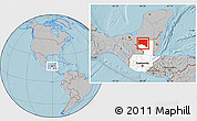 Gray Location Map of San Andres, highlighted country, hill shading