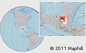 Gray Location Map of San Andres, highlighted parent region, hill shading
