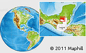 Physical Location Map of San Andres, highlighted country