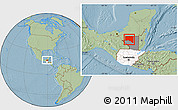 Savanna Style Location Map of San Andres, highlighted country, highlighted parent region, hill shading