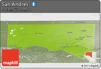 Physical Panoramic Map of San Andres, semi-desaturated