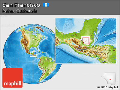 Physical Location Map of San Francisco, highlighted parent region