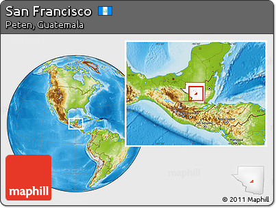 Physical Location Map of San Francisco, highlighted parent region