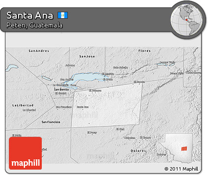 Silver Style 3D Map of Santa Ana