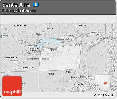 Silver Style 3D Map of Santa Ana