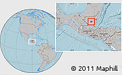 Gray Location Map of Santa Ana, within the entire country, hill shading