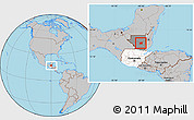 Gray Location Map of Santa Ana, highlighted country, highlighted parent region