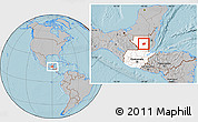 Gray Location Map of Santa Ana, highlighted country, hill shading