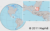 Gray Location Map of Santa Ana, highlighted parent region, within the entire country