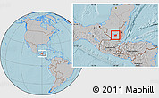 Gray Location Map of Santa Ana, hill shading