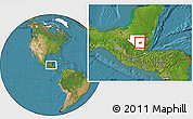 Satellite Location Map of Santa Ana, highlighted parent region