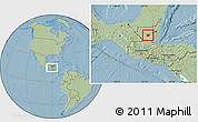 Savanna Style Location Map of Santa Ana, within the entire country, hill shading