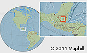 Savanna Style Location Map of Santa Ana, hill shading