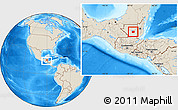Shaded Relief Location Map of Santa Ana, within the entire country