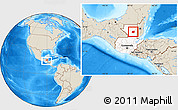 Shaded Relief Location Map of Santa Ana, highlighted country, within the entire country